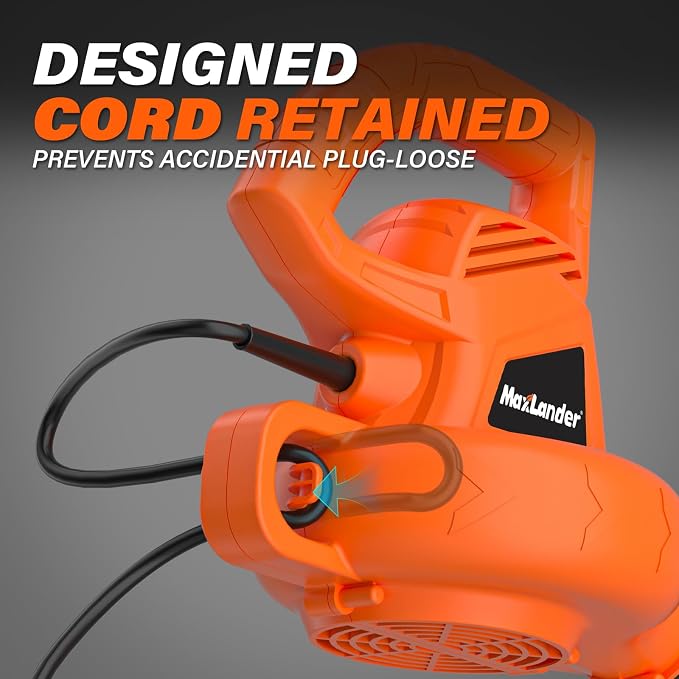 MAXLANDER 7-Amp Electric Leaf Blower, Handheld Blowers for Lawn Care | 350CFM 155MPH, Lightweight & Powerful, Corded