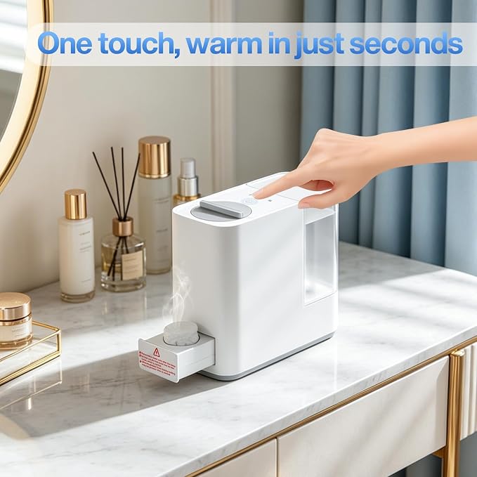 Smart Hot Face Towel Dispenser with 20 Compressed Towels Included | No Water Leakage|5-10 Sec Instant Heating|4 Precise Temperatures|Compact countertop design|Portable for Salon, Home & Travel