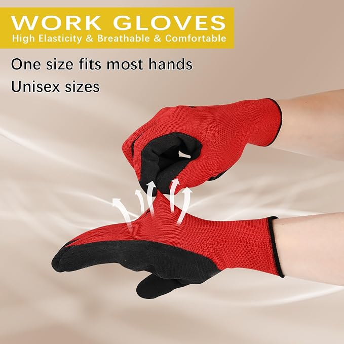 2 Pairs garden gloves work gloves with grip working gloves,Breathable latex dipped gloves,Suitable for garden weeding, construction, outdoor, warehouse handling, etc.