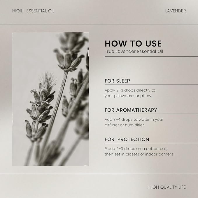 HIQILI Lavender Essential Oil for Diffuser, Aromatherapy & Air Freshening | Relaxing Aroma for Sleep, Ideal for Massage, DIY Candle Soap, Laundry & Home Cleaning Freshener - 30mL / 1.01 fl oz