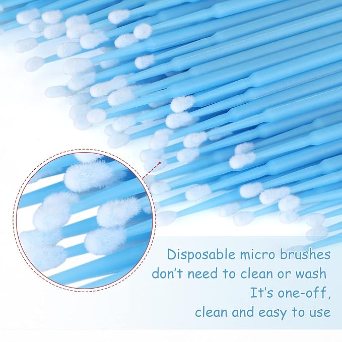 G2PLUS Micro Swabs, Disposable Micro Applicator Brushes and Swabs 100PCS | Blue Tips for Lash Extension Prep, Nail Art Cleanup, Makeup Correction, Eyeliner Detailing, Brow Tinting and Salon Beauty Use