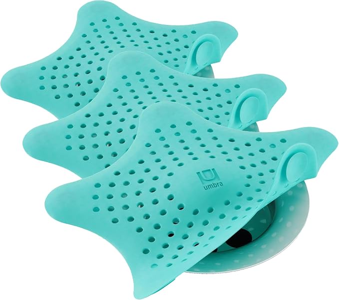 Umbra Starfish Drain Cover/Hair Catcher, Surf Blue (Pack of 3)