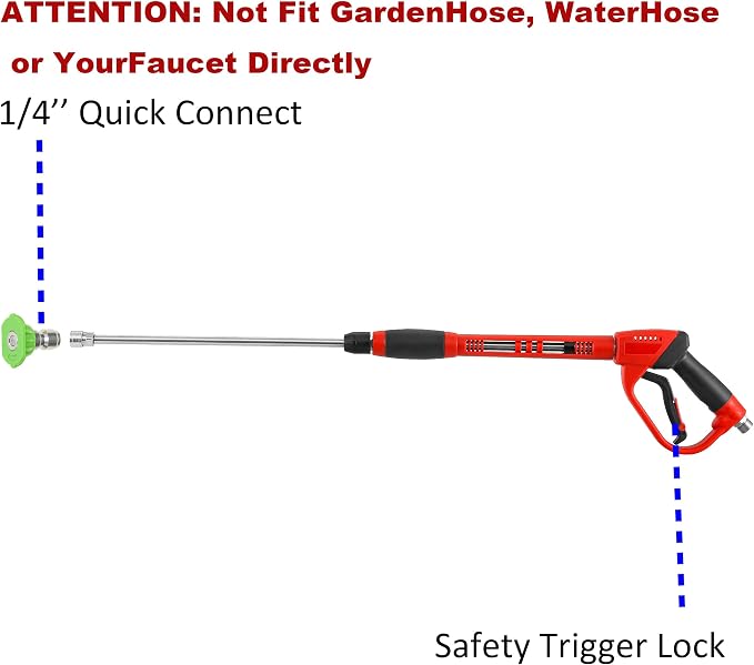 Tool Daily Deluxe Pressure Washer Gun, with Replacement Wand Extension, 5 Nozzle Tips, M22 Fitting, 40 Inch, 5000 PSI