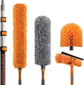 20 Foot High Reach Duster Kit with 4-12 ft Extension Pole for Cleaning | High Ceiling Dusting & Window Cleaning Kit with Telescopic Pole, Window Washer Squeegee, Cobweb Duster, Fan & Feather Dusters