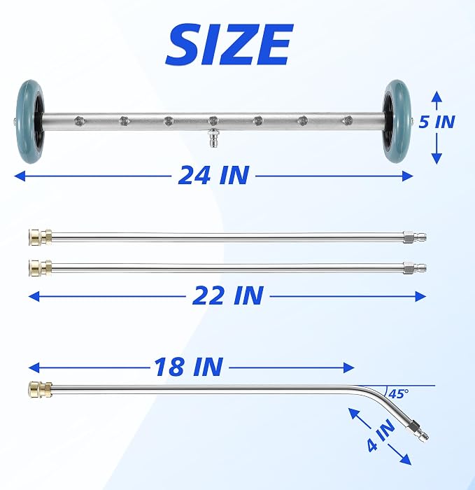 RIDGE WASHER Pressure Washer Undercarriage Cleaner, 24 Inch, 4000 PSI | Undercarriage Car Washer, Under Car Pressure Washer Attachment with 3 Pcs Extension Wand