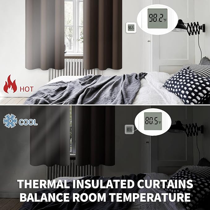 BGment Rod Pocket Blackout Curtains for Bedroom - Thermal Insulated Room Darkening Curtain for Living Room, 42 x 54 Inch, 2 Panels, Brown