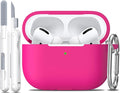 for AirPods Pro 2 Case, Soft Silicone Protective Cover with Keychain and Cleaning Pen, Compatible with AirPods Pro 2nd/1st Generation, Supports Wireless Charging, Rose Pink