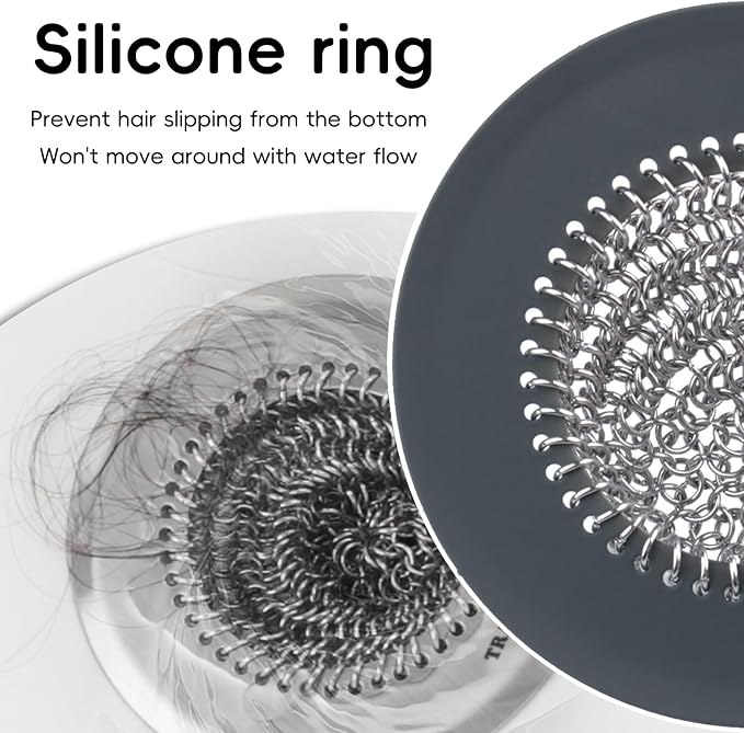 TRAPMATE 2 Pack Bathroom Sink Drain Strainer, 4.4" Fast Drainage Shower Drain Hair Catcher, Anti-Slip Bathtub Drain Hair Catcher, Stainless Steel Shower Drain Cover for Tub, Sink (Patented Product)