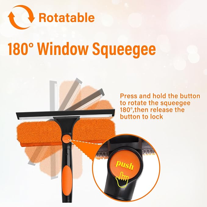 26FT Telescoping Window Squeegee Kit | 2-in-1 Window Washer & Microfiber Scrubber with Extension Pole | High Reach Cleaning Tool for Outdoor, Indoor Windows & Glass