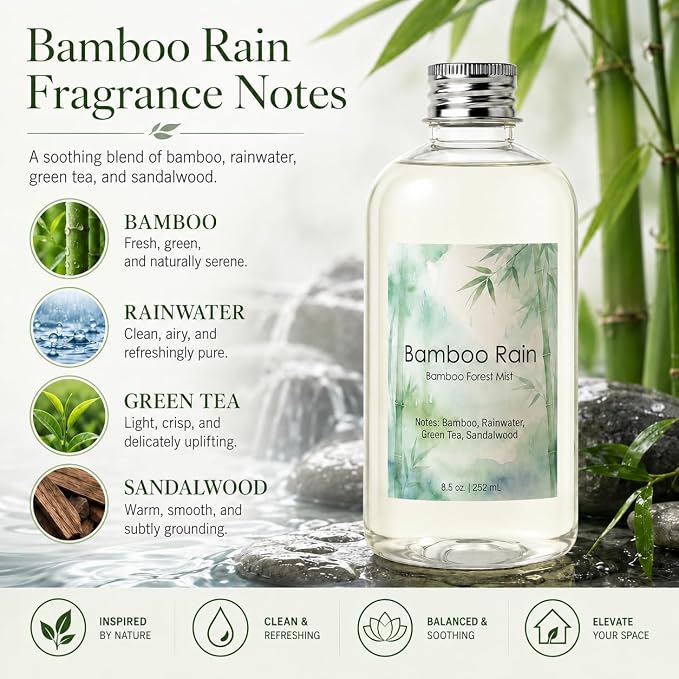 Bamboo Diffuser Oil Refill, 8.5 Fl Oz | Luxury Hotel-inspired ,Fragrance Oil for Reed diffusers, Room Sprays, Humidifier,Aroma Diffusers