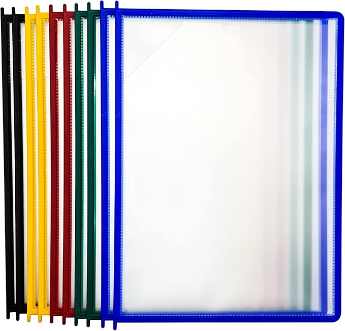 Tarifold Easy-Load Display Pockets, Letter Size, Assorted, 10 Pack | 10 polypropylene pockets, two-sided opening with corner closure, holds 20 letter-size sheets, for wall or desktop systems