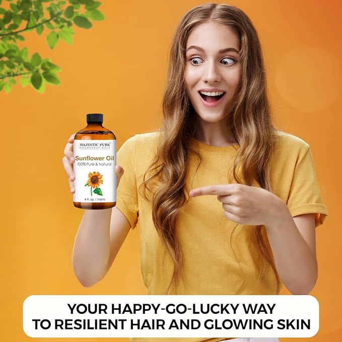 Majestic Pure Sunflower Essential Oil for Diffuser - 4 Fl Oz | 100% Natural Essentials Oils for Aromatherapy, Massage, Steam inhalation, Air Freshing, Soap and Candle Making