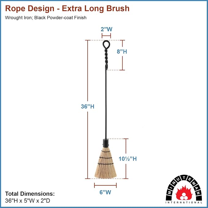 Minuteman International WRL-02B Rope Design Brush, Extra Long Single Fireplace Tool, Extra Long
