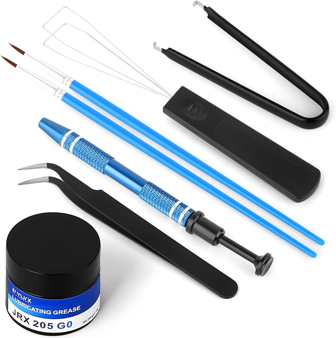 RUNJRX Keyboard Lube Kit JRX 205G0 0.53oz/15g for Mechanical Keyboard Switch Lube, Keyboard Removal Tool with Keycap Puller,Switch Puller,Tweezers(6 Pcs)