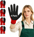 4 Pairs Grey Gardening Gloves for Men & Women, Foam Dipped Latex Work Gloves with Anti-Slip Grip, Breathable Lightweight Garden Gloves for DIY, Yard Work & Household Tasks