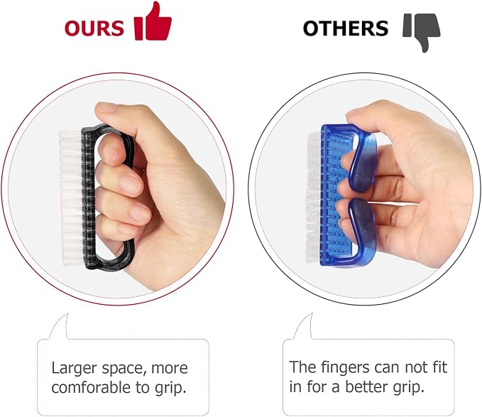 Larbois Handle Grip Nail Brush, Hand Fingernail Brush Cleaner Scrubbing Kit Pedicure for Toes and Nails Men Women (4 Pack)