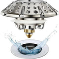 AzWzz Bathtub Drain Stopper, Pop Up Tub Stopper Plug with Bathtub Drain Hair Catcher Cover, Universal for 1.45 in to 1.8 in Tub Drain, Brushed Nickel