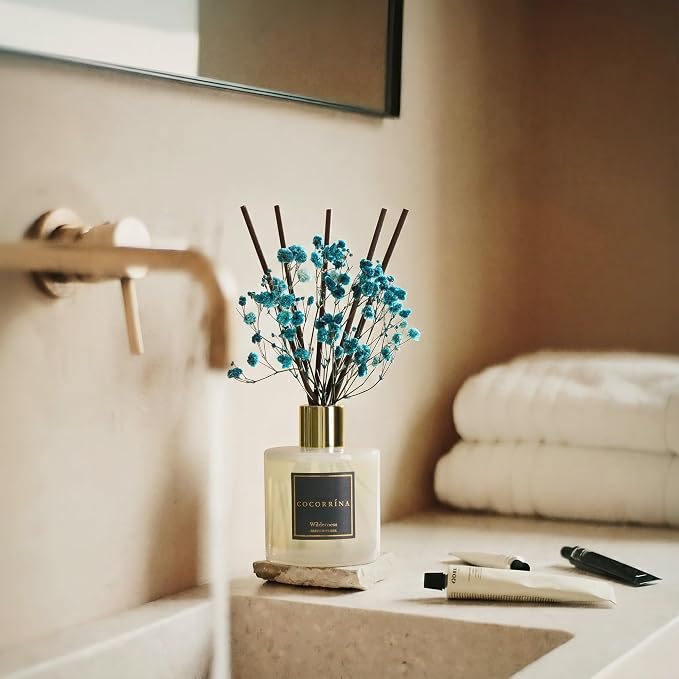 Reed Diffuser - Wilderness 6.7 fl oz Scented Diffuser with 8 Sticks Home Fragrance Reed Diffuser for Bathroom Shelf Decor