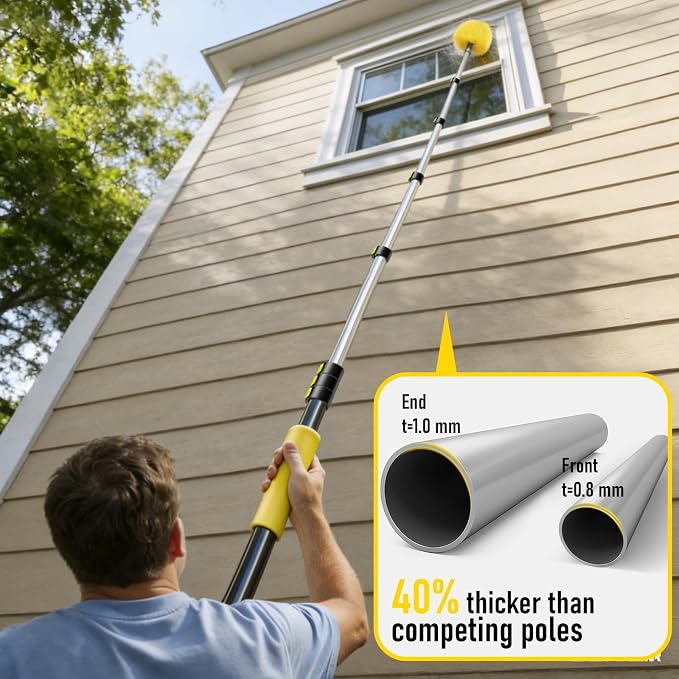 36 Foot High Ceiling Duster Kits with 4.6-30ft Heavy Duty Extension Pole | High Reach Duster for Cleaning,Microfiber Feather Duster,Cobweb Duster,Ceiling Fan Duster,Window Squeegee & Cleaner
