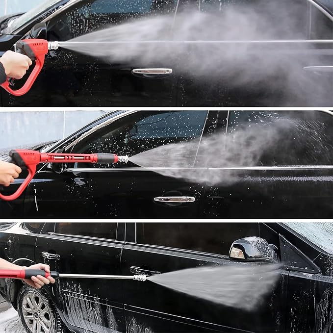 Upgraded Pressure Washer Gun with Extension Replacement Wand, M22 Fitting,7 Inch 30 Degree Curved Rod, 5 Nozzle Tips, 5000 PSI, 47 Inch