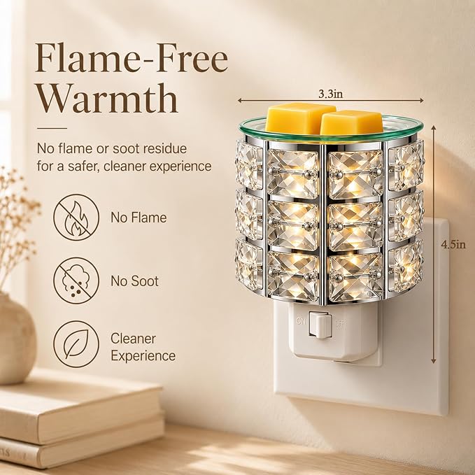 MeplLivs Warmers Pluggable Fragrance Warmer- Decorative Plug-in for Warming Scented Candle (Silver) | Decorative Plug-in Wax Melt Warmer for Home Decor, Silver Design, Gifts & Aroma
