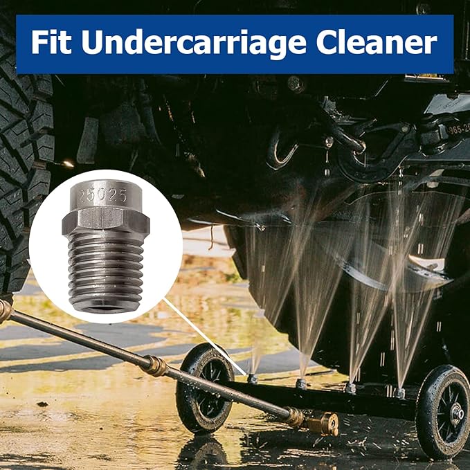 25025 Surface Cleaner Tips for Pressure Washer Nozzles with 2.5 Orifice, 4000 PSI, 1/4'' Male NPT, Stainless Steel (6 Pack)
