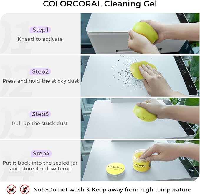ColorCoral Cleaning Gel Universal Dust Cleaner for PC Keyboard Car Detailing Office Electronics Laptop Dusting Kit Computer Dust Remover, Computer Gaming Car Accessories, Gift for Men Women 160g | For PC Laptops, Office Electronics, Car Interior, Compu...