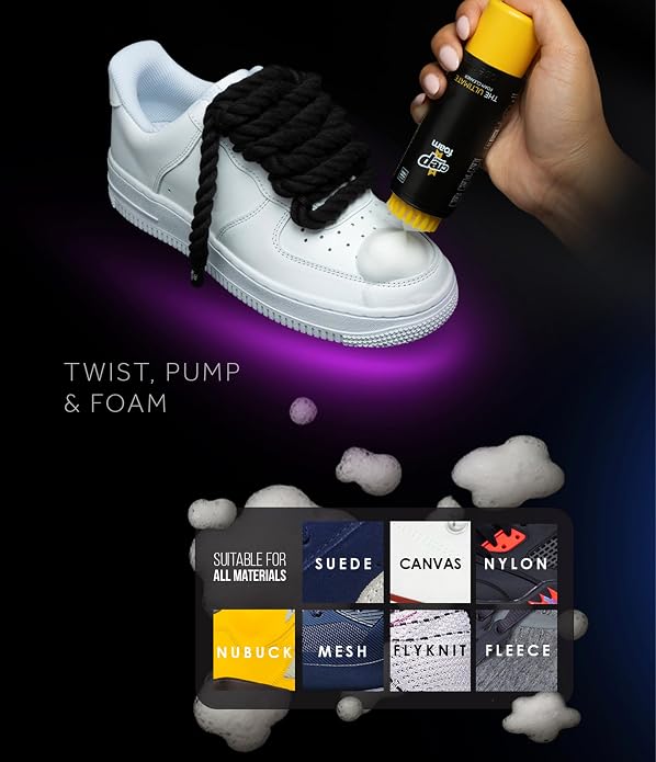 Crep Protect Foam Mini Shoe Cleaner - On the Go Sneaker Cleaning Foam with Built In Brush & Microfiber Cloth - Quick & Travel Size Cleaner