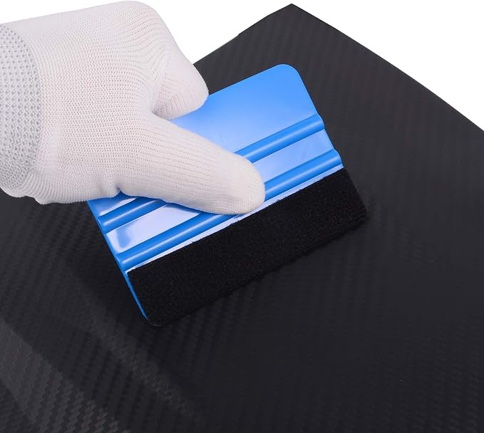 EHDIS 10pcs Vinyl Squeegee 4 Inch Car Vinyl Scraper Decal Applicator Window Tint Wallpaper Smoothing Tool with Black Fabric Felt Edge-Blue