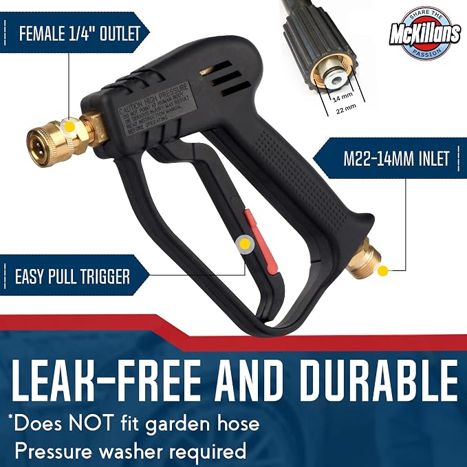 McKillans® Pressure Washer Gun Replacement M22 Inlet with Extension with 1/4” Quick Connector Coupler