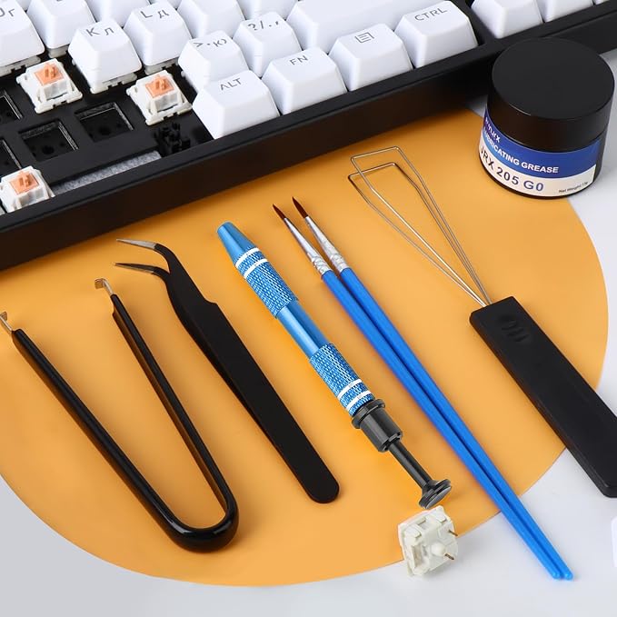 RUNJRX Keyboard Lube Kit JRX 205G0 0.53oz/15g for Mechanical Keyboard Switch Lube, Keyboard Removal Tool with Keycap Puller,Switch Puller,Tweezers(6 Pcs)