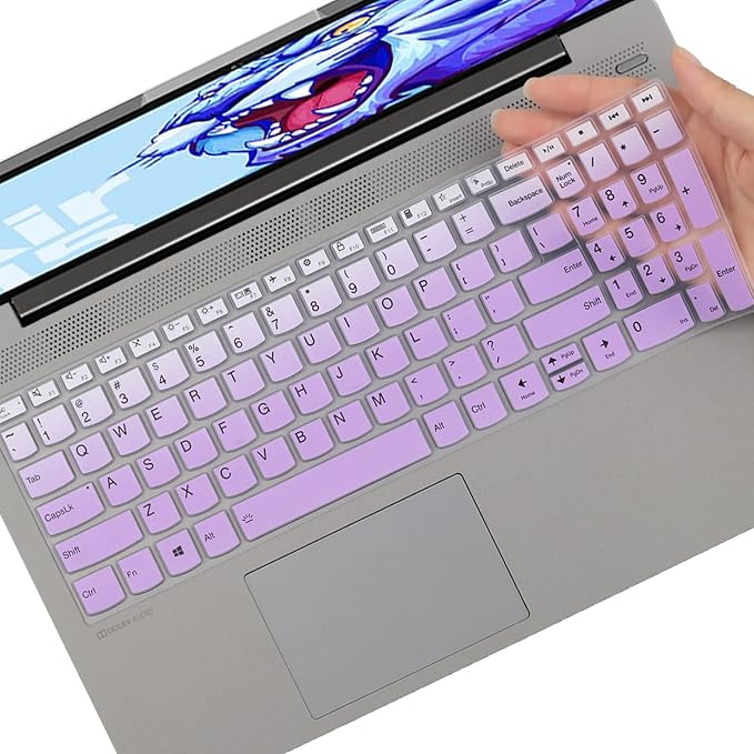 Keyboard Cover for Lenovo Ideapad Flex 5 5i 15.6" 16", IdeaPad Slim 5 5i 15" 16", Lenovo Yoga 7 7i 15.6 16, Yoga Slim 7/IdeaPad Slim 7 15.6, Ideapad 3/Ideapad 5 15.6 17.3, IdeaPad 3i 15 -GPurple