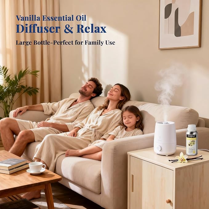 HIQILI Vanilla Essential Oil Bulk, Strong Scent for Candle Soap Making | Fragrance for Diffuser, Perfume, SPA, Making Spray, Skin Care, Add to Shampoo, Body Lotion - 500 mL / 16 fl oz