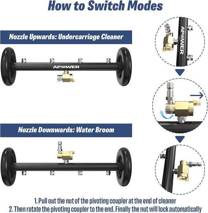 16" Undercarriage Pressure Washer Attachment, Water Broom | Under Carriage Car Cleaner, Electric Power Wash Accessories with 3 Pieces Extension Wand, 1/4" Connector, 4000 PSI, Black
