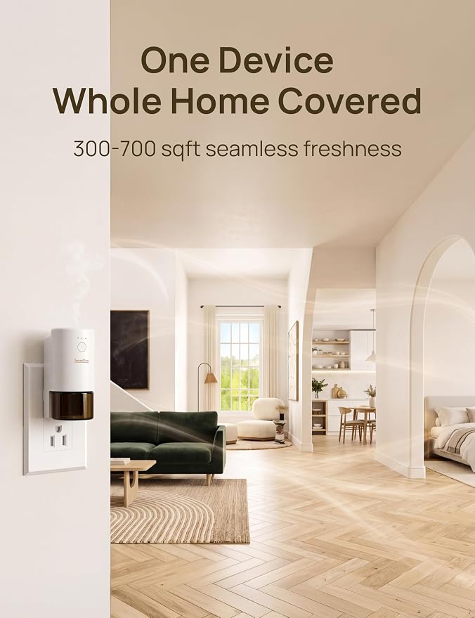 Essential Oil Diffuser for Home, Waterless Aromatherapy Diffuser SF101 Pro, Plug in Room Scent with 120-Day Natural Aroma, Covers 1000 Sq Ft – Free 30ml Cineole Rosemary