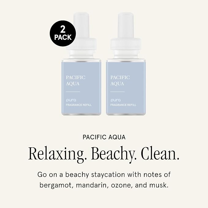 Pura Smart Home Scent Refill - Long-Lasting Premium Fragrance per Refill - Clean Diffuser Fragrance for Home, Office & Apartment - 2 Pack, Pacific Aqua