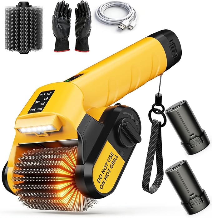5000mAh 350 Mins Runtime Electric Rotary Grill Brush G2, 800RPM Powerful Outdoor Automatic Grill Cleaning Brush, 304 Stainless Steel No Bristle Shedding Cordless BBQ Cleaner