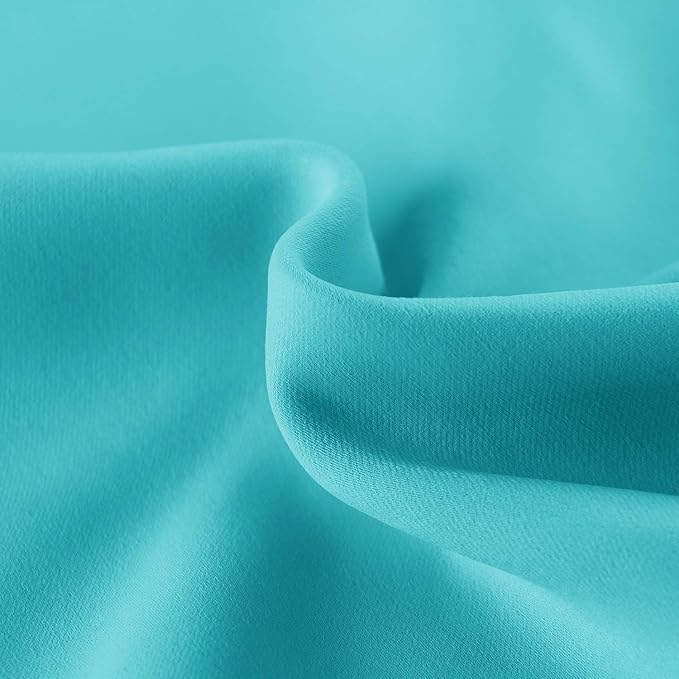 DWCN French Door Curtains – Rod Pocket Thermal Blackout Curtain for Doors with Glass Window, Kitchen and Patio Doors for Privacy, 36 X 72 Inches Long, 1 Curtain Panel with Tieback,Turquoise