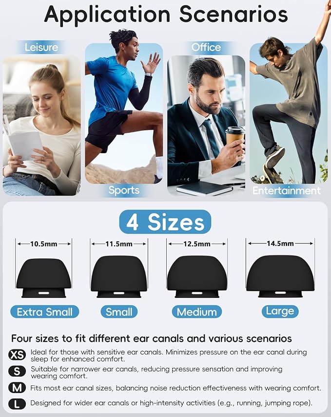 4 Pairs Replacement Ear Tips for AirPods Pro 1st /2nd(Black) | with Noise Reduction Hole,Built-in dust Guard Screen Silicone Ear Tips with Cleaning Pen