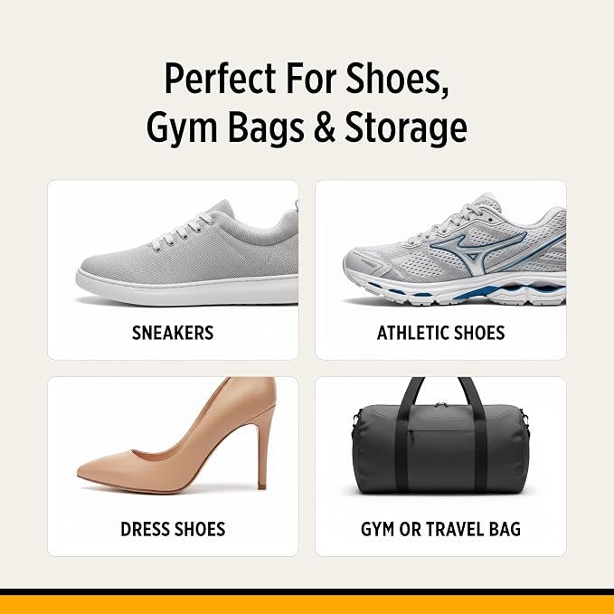 StinkERASERS Activated Charcoal Shoe Deodorizer Bags, 2 Pack | Natural Odor Eliminator, Shoe Smell Remover, Reusable Unscented, Moisture Absorber Inserts, For Sneakers, Boots & Gym Bags
