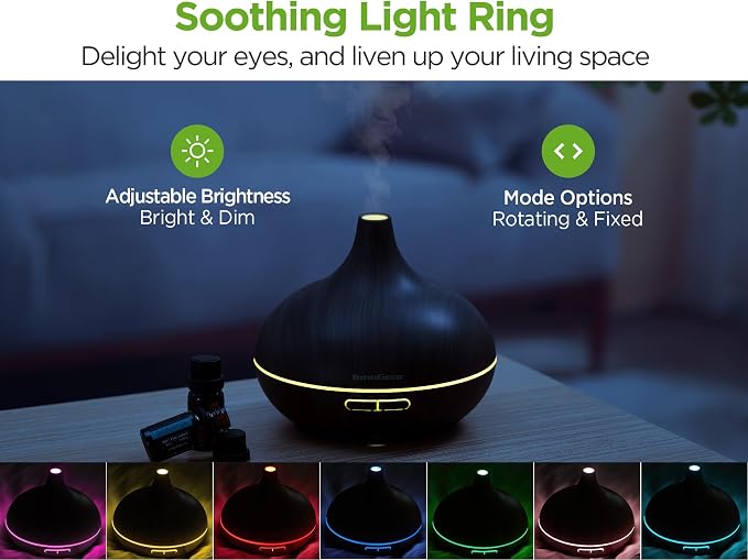 InnoGear 400ml Aromatherapy Essential Oil Diffuser 10 Oils Gift Set, Dark | Cool Mist Humidifier, Essential Oils, Ultrasonic, 4 Timers, Run up to 12hrs, Large Room, Home, Automatic Shut-Off, Quiet