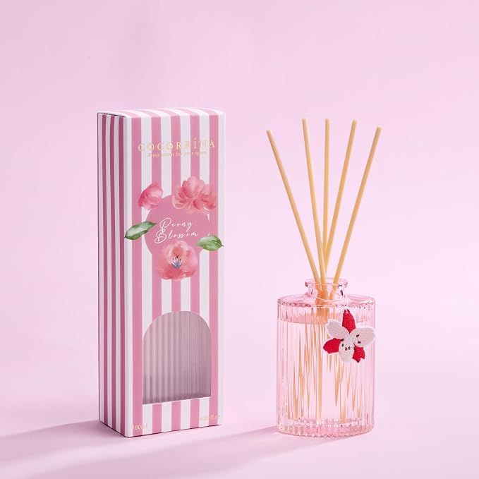 Reed Diffuser, Peony Blossom Scent Oil Diffuser, 6.09 fl oz | 8 Reeds, Long-Lasting Home Fragrance, Bathroom Bedroom Shelf Decor & Gifts