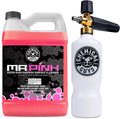 Chemical Guys CWS_402 Mr. Pink Super Suds Shampoo & Superior Surface Cleaning Soap, 128 fl oz (1 Gallon) + HOL144 TORQ Foam Cannon Snow Foamer , Works With Pressure Washer (2 Items) | Enough gloss-boosting shampoo for months of weekly washes, gentle en...
