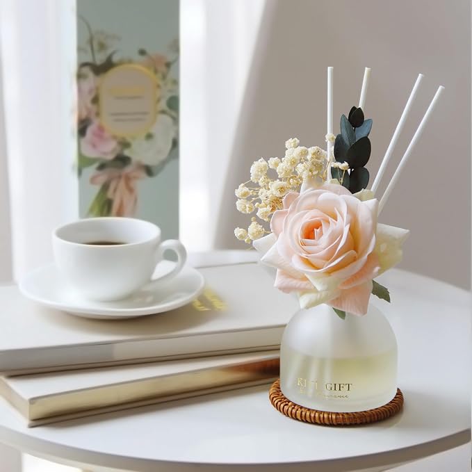 Reed Diffuser Set, 4.06 oz Scent Diffuser with 6 Sticks,Home Fragrance,Reed Diffuser for Bathroom Shelf Decor Jasmine Rose