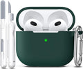 R-fun Compatible with AirPods 3 Case Cover, Silicone Protective Accessories Skin with Keychain Compatible with Apple AirPod 3rd Generation 2021 for Women Men Girls Boys,Front LED Visible,Forest Green