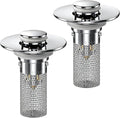 2PCS Bathroom Sink Stopper Hair Catcher, Pop Up Sink Drain Stopper with Strainer & Filter, Universal Drain Plug for Sink Drain & Replacement, Sink Drain Cover with Basket for Bathroom Stopper