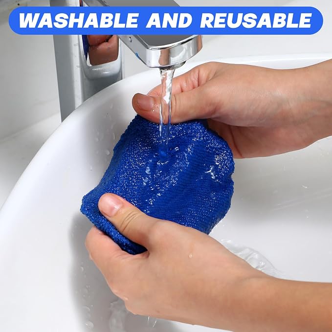 Potchen 8pcs Car Windshield Cleaner Tool with Extendable Handle, Blue | with Microfiber Towel Pads, Brush, Empty Spray Bottle, Car Window Cleaner for Auto Glass Wiper Suvs Rvs & Home Windows