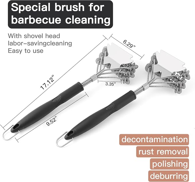 Grill Brush and Scraper Bristle Free Safe BBQ Brush for Grill Stainless Grill Grate Cleaner Safe Grill Accessories for Porcelain/Weber Gas/Charcoal Grill Gifts for Grill Wizard/Men/Dad