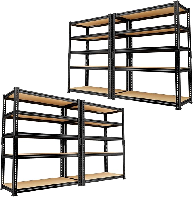 Garage Shelving, 4 PCS Storage Shelves Heavy Duty 2000 LBS Capacity, 5 Tier Adjustable Metal Organizer Wire Rack, 36" L x 18" W x 72" H Utility Shelf Unit for Kitchen Pantry