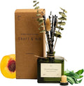 Craft & Kin Reed Diffuser with Dried Flowers | 5 oz Stone Fruit & Sage Scented Holiday Reed Diffusers for Home, Bathroom | Scent Sticks | Elegant Fragrance Home Decor for Men & Women